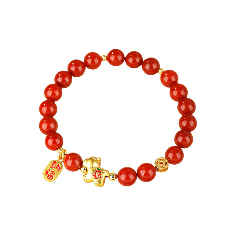 Buddha Stones Year Of The Horse South Red Agate Success Bracelet