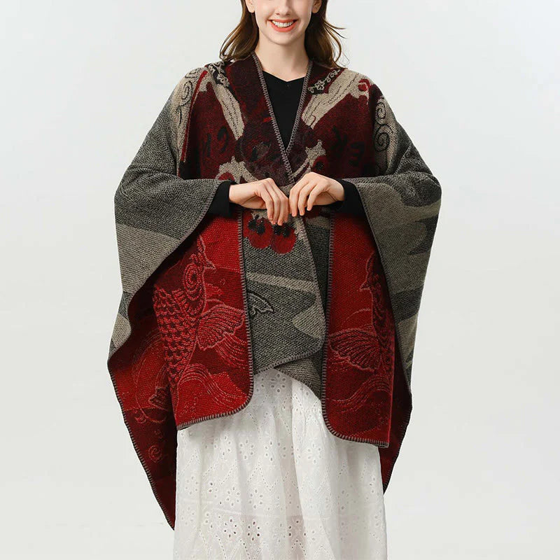 Buddha Stones Winter Koi Fish Waves Pattern Warm Cozy Scarf Shawl