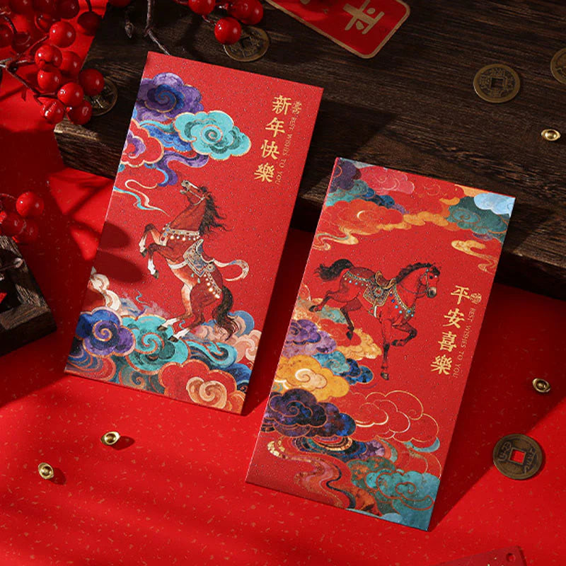 Buddha Stones Year Of The Horse 2026 New Year Blessings 6pcs Chinese Red Envelope