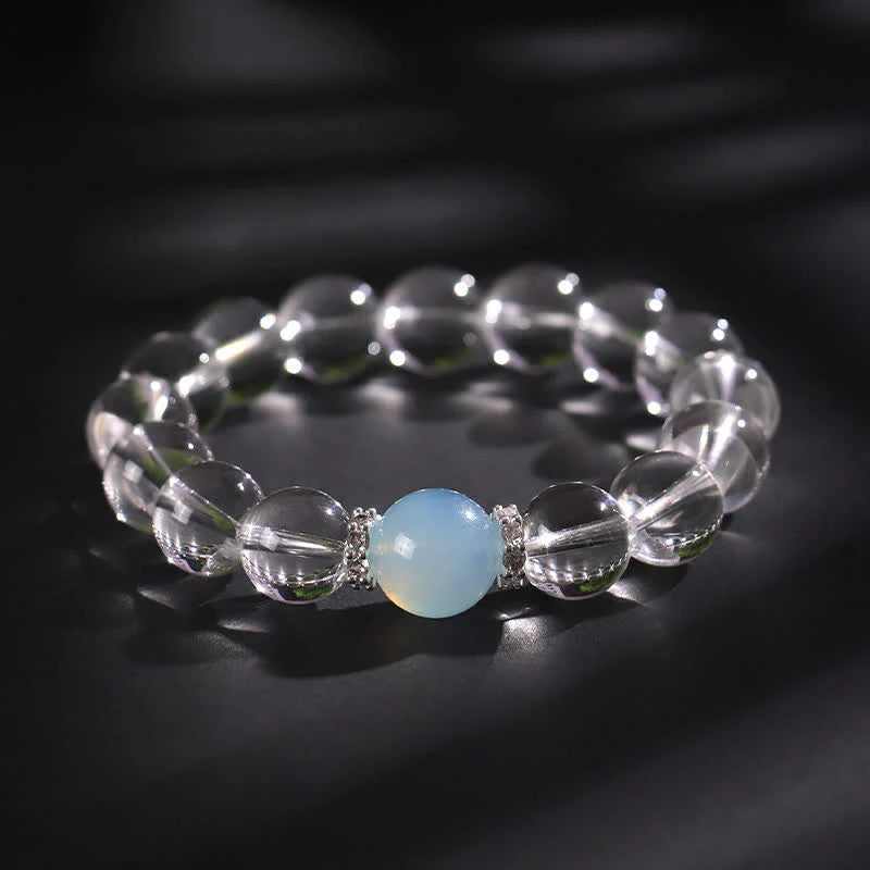 Buddha Stones Clear Quartz Aquamarine Healing Bracelet