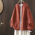 Buddha Stones Fall Button Down Women's Cotton Long Sleeve Outerwear Jacket With Pockets