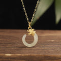 Buddha Stones 925 Sterling Silver Year Of The Dragon Natural Hetian Jade Luck Strength Necklace Pendant (Extra 40% Off | USE CODE: FS40)