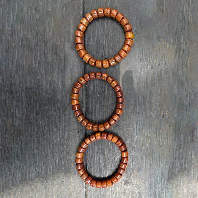 Buddha Stones Tibetan Bone Beads Three-Eyed Dzi Bead Sheep Horn Red Agate Strength Bracelet
