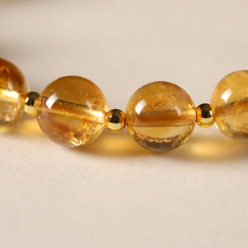 Buddha Stones Natural Citrine Fu Character Lucky Beast Prosperity Bracelet