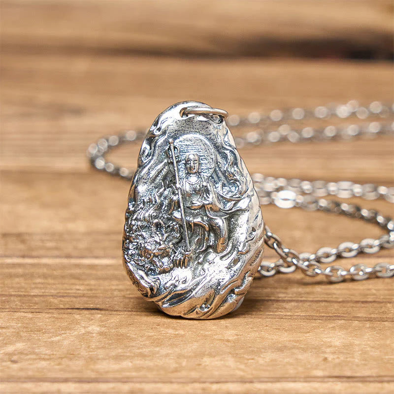 Buddha Stones Copper Kṣitigarbha Dizang Bodhisattva Compassion Pendant Necklace