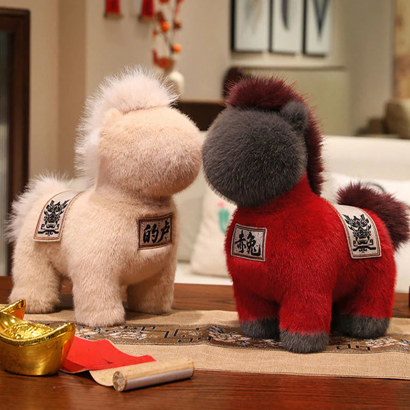 Buddha Stones Year Of The Horse Embroidered Saddle Pad Plush Doll Home Decoration