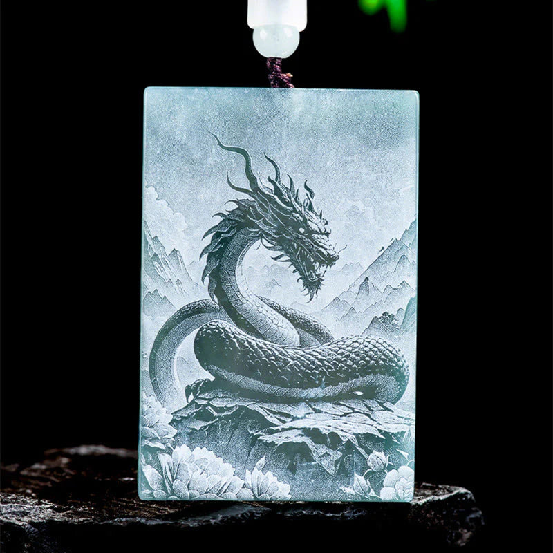 Buddha Stones Year Of The Horse Chinese Zodiac Engraving Jade Abundance Necklace Pendants