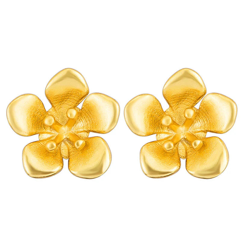 Buddha Stones 925 Sterling Silver Golden Peach Blossom Balance Earrings