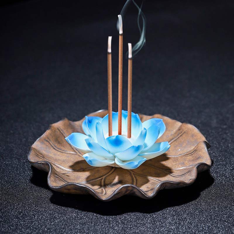 Buddha Stones Tibetan Lotus Blessing Incense Burner Decoration (Extra 30% Off | USE CODE: FS30)