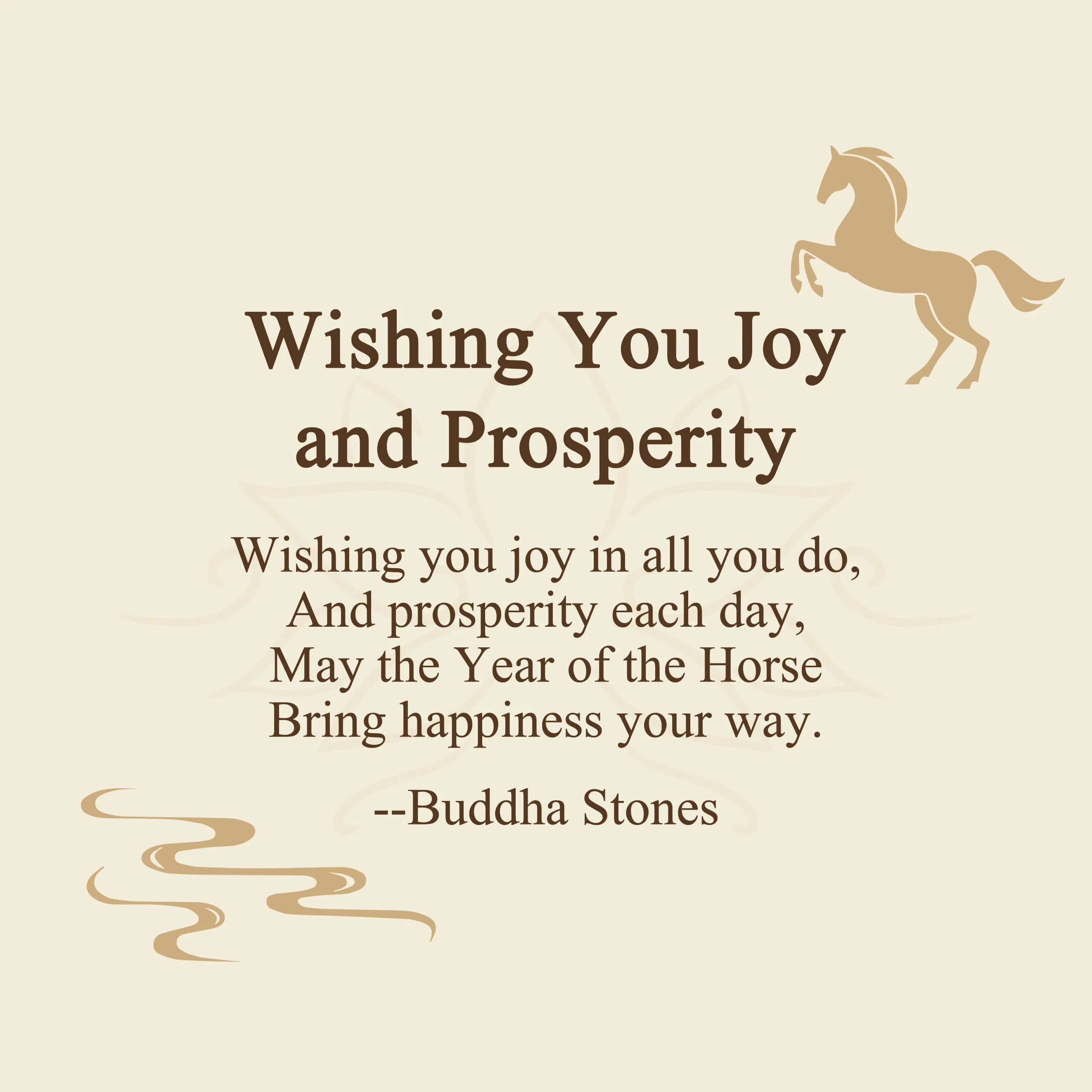 Buddha Stones Wishing You Joy and Prosperity Year of the Horse Bracelet Includes Gift Message Card