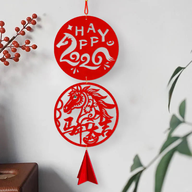 Buddha Stones Year of the Horse HAPPY 2026 Luck Chinese New Year Spring Festival Hanging Decoration