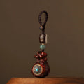 Buddha Stones Small Leaf Red Sandalwood Green Sandalwood Money Bag Om Mani Padme Hum Rotatable Protection Hanging Decoration