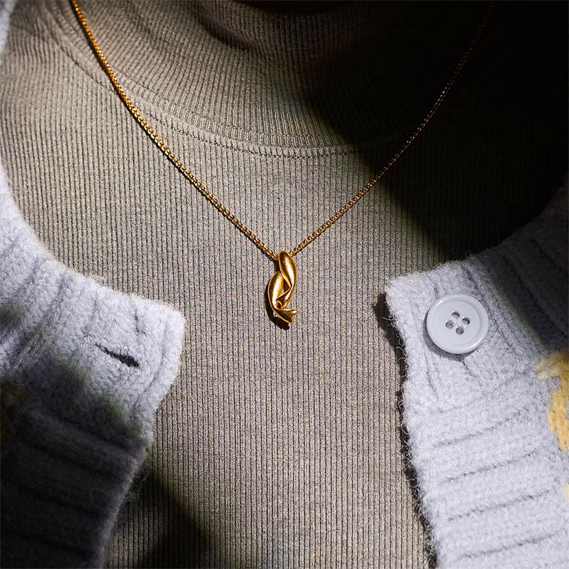 Buddha Stones Double Koi Fish 24k Gold Plated Brass Chain Wealth Necklace Pendant