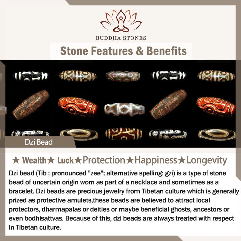 Buddha Stones Dzi Bead Lava Rock Multilayered Braided Leather Wealth Bracelet