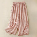 Buddha Stones Casual Plain Color Chinese Frog Button Cotton Linen Women's Wide Leg Pants