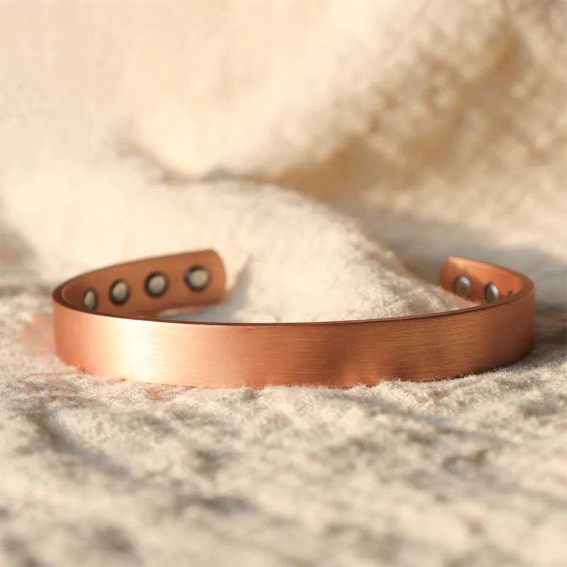 Buddha Stones Vintage Pattern Magnetic Copper Adjustable Cuff Bracelet Bangle