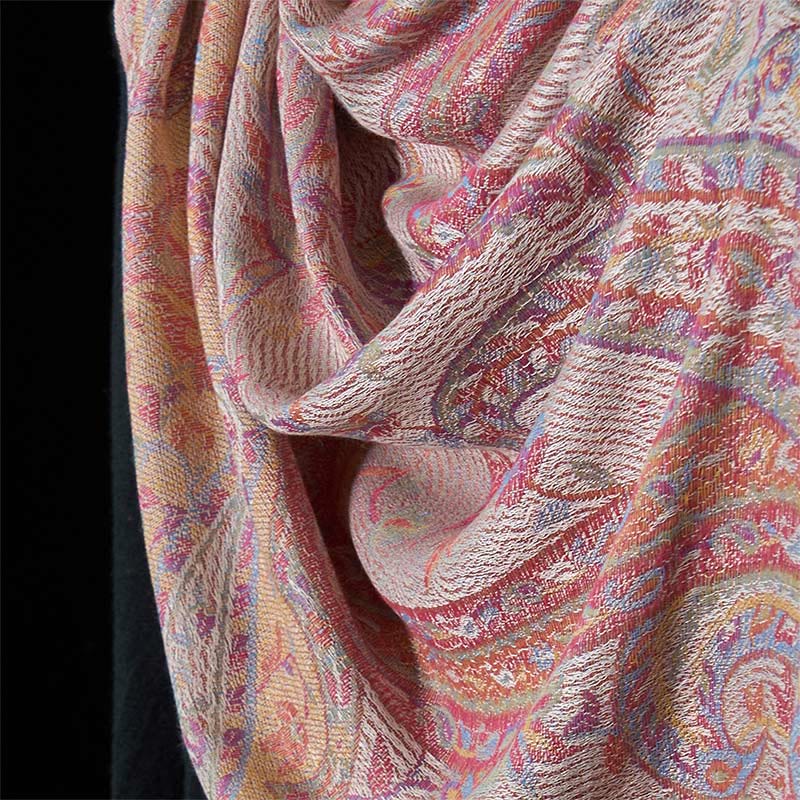 Buddha Stones Spring Cashew Flower Leaves Vines Geometric Pattern Tassel Soft Scarf Shawl