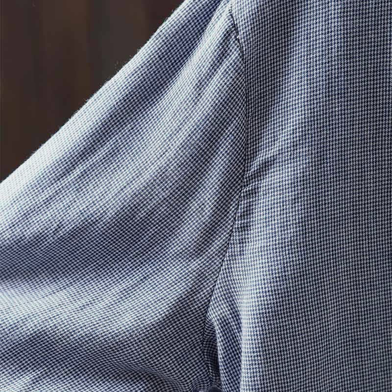 Buddha Stones Fall Small Plaid Button Down Ruffle Collar Long Sleeve Women's Cotton Shirt