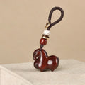 Buddha Stones Year Of The Horse Small Leaf Red Sandalwood Balance Key Chain
