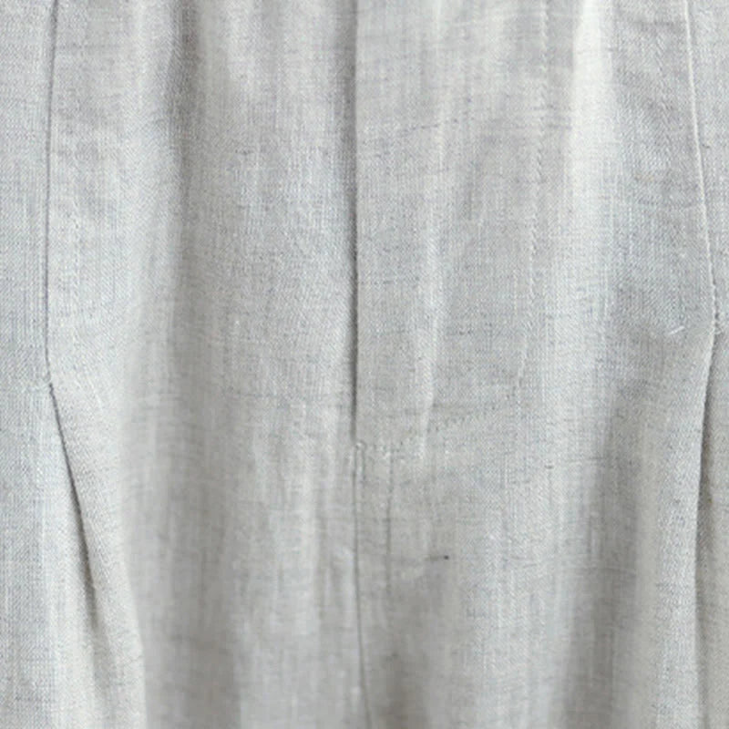 Buddha Stones Casual Summer Solid Color High Waist Women's Cotton Linen Harem Pants With Pockets