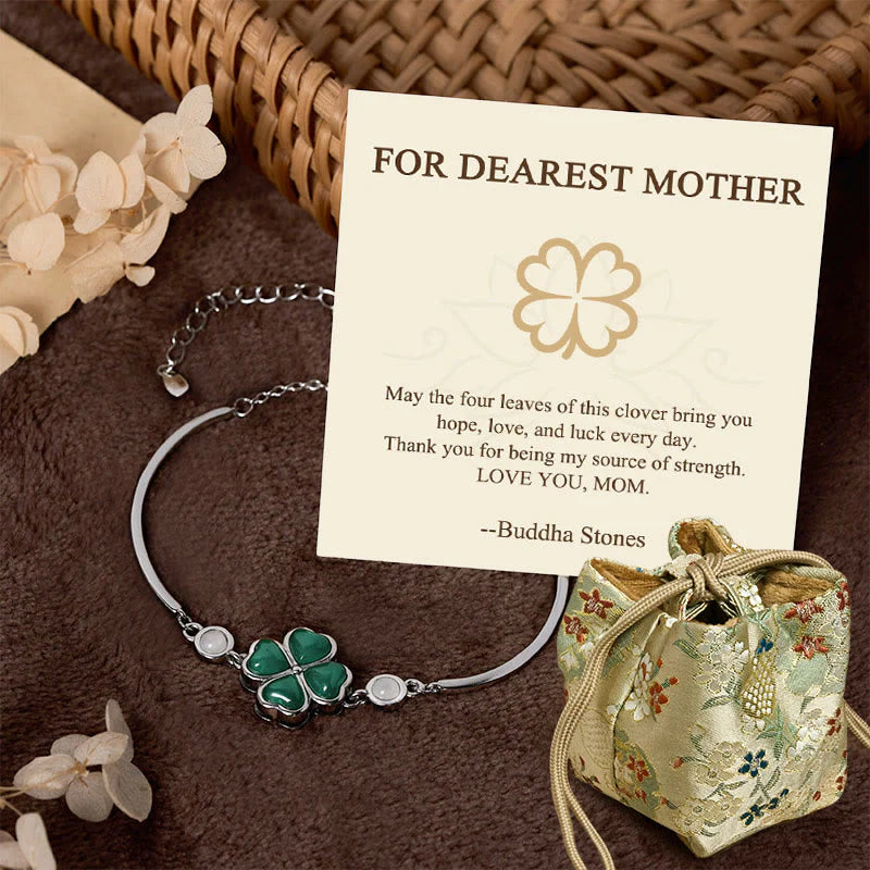 Buddha Stones FOR DEAREST MOTHER Copper Four-Leaf Clover Luck Bracelet Includes Gift Message Card