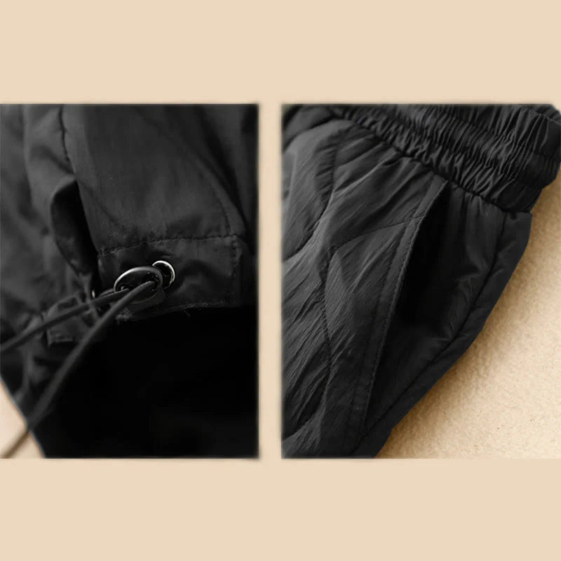 Buddha Stones Winter Curved Lines Warm Women's Ankle-length Pants With Pockets