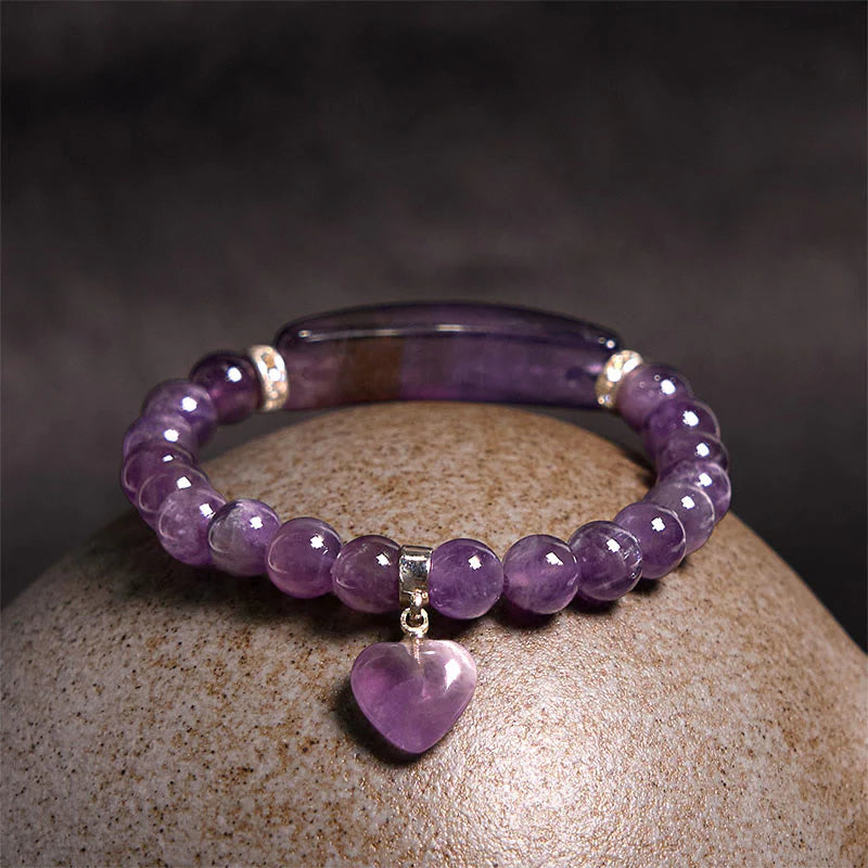 Buddha Stones Natural Quartz Love Heart Healing Beads Bracelet
