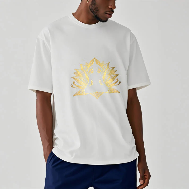 Buddha Stones Golden Lotus Meditation Buddha Tee T-shirt