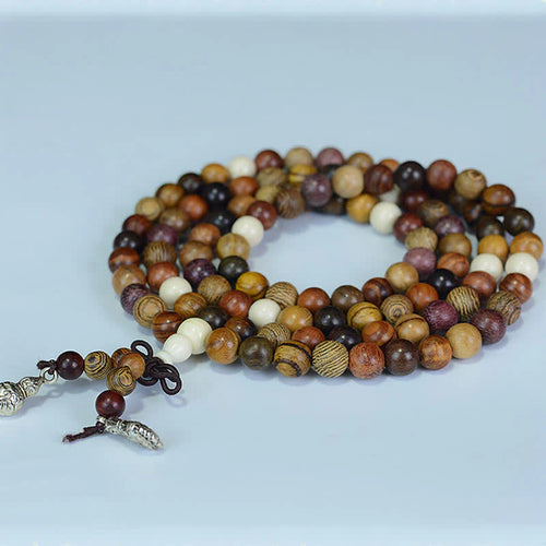 Buddha Stones 108 Beads Multi-Tone Natural Wood Calm Energy Mala