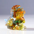 Buddha Stones Handmade Liuli Crystal Lion Art Piece Strength Home Office Decoration