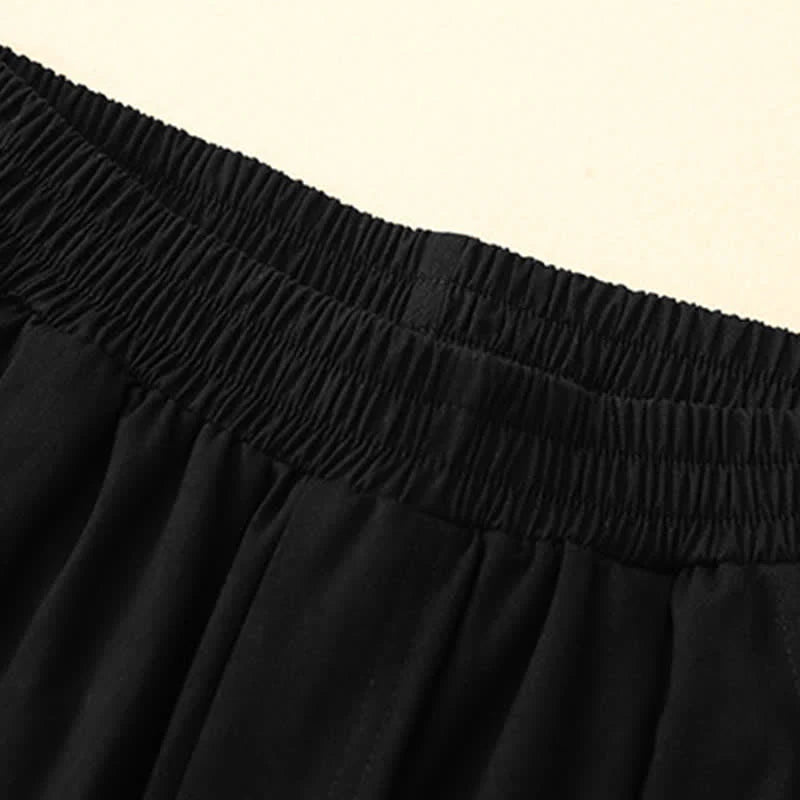 Buddha Stones Summer Cotton Elastic Waist Women's Half Pants With Pockets