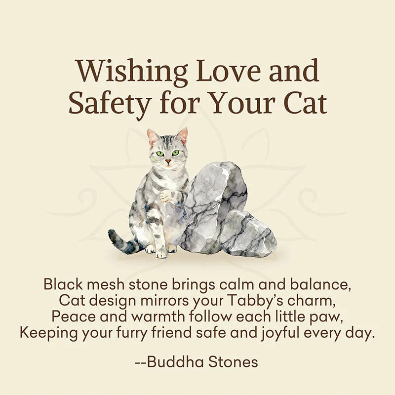 Buddha Stones Wishing Love and Safety for Your Cat Grey Tabby Bracelet Includes Gift Message Card