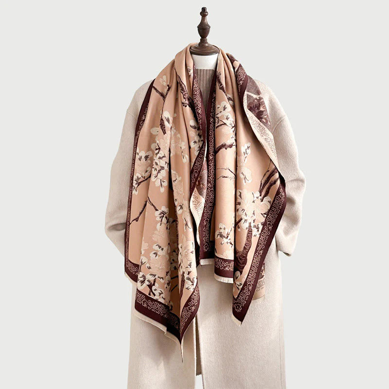 Buddha Stones Fall Peach Blossoms Branches Pattern Soft Scarf Shawl