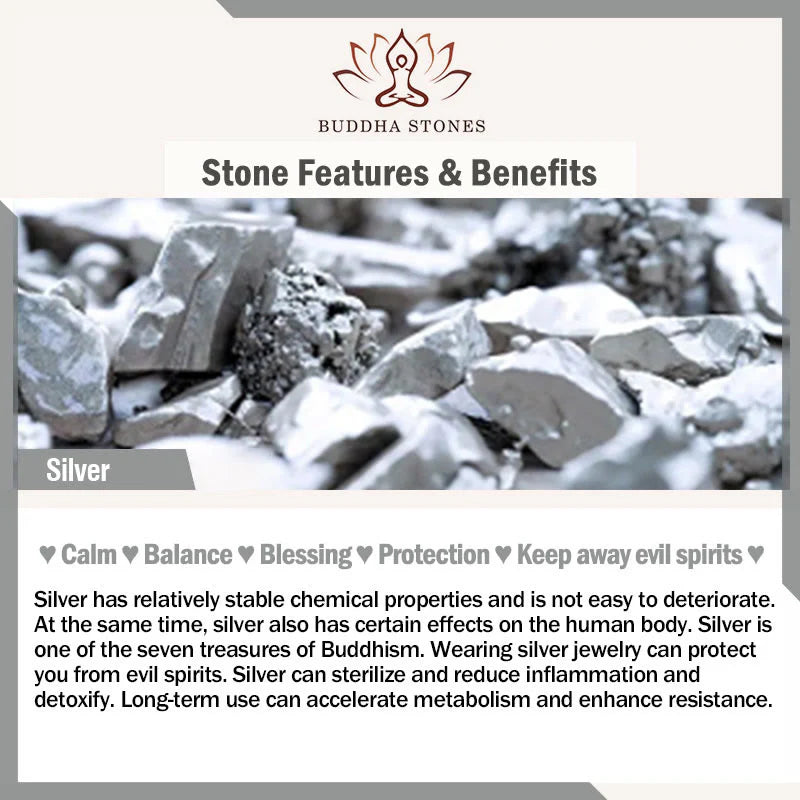 Buddha Stones 925 Sterling Silver Six True Words Wisdom Calm Bracelet (Extra 30% Off | USE CODE: FS30)
