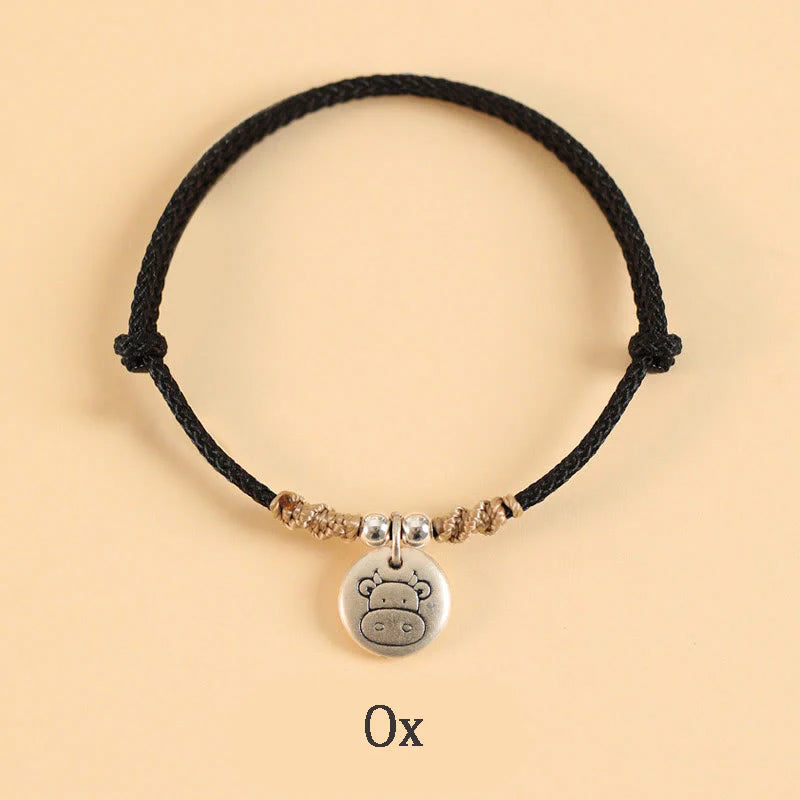 Buddha Stones Handmade 999 Sterling Silver Year of the Dragon Cute Chinese Zodiac Luck Braided Bracelet (Extra 35% Off | USE CODE: FS35)
