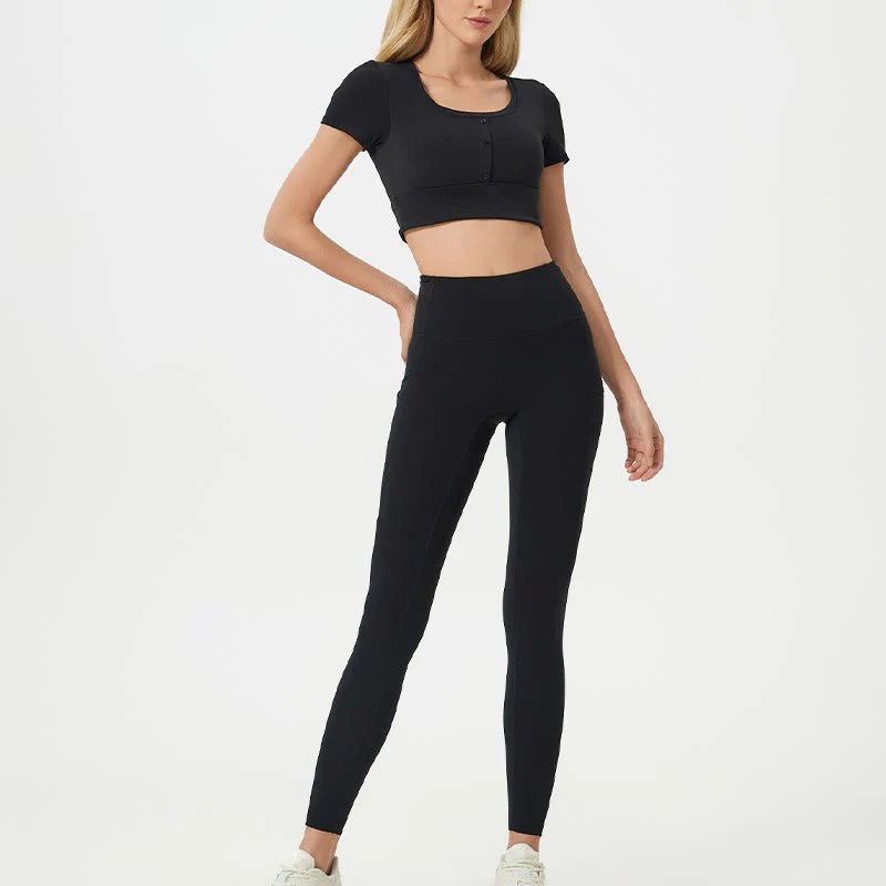 Buddha Stone Solid Color High Waist Sports Fitness Leggings Women's Yoga Pants