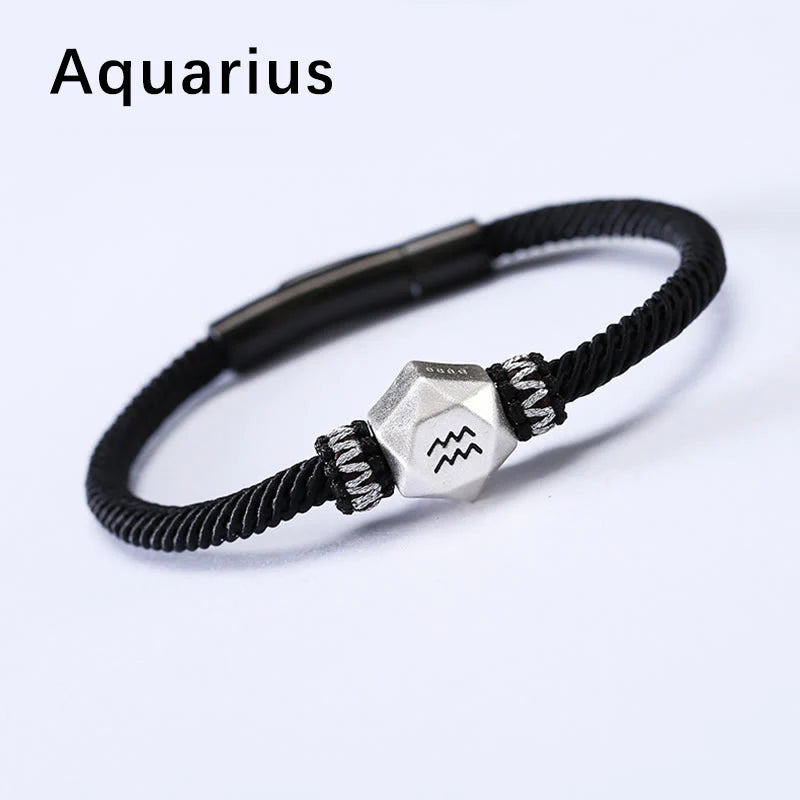 Buddha Stones 999 Sterling Silver 12 Constellations of the Zodiac Protection Handmade String Bracelet (Extra 35% Off | USE CODE: FS35)