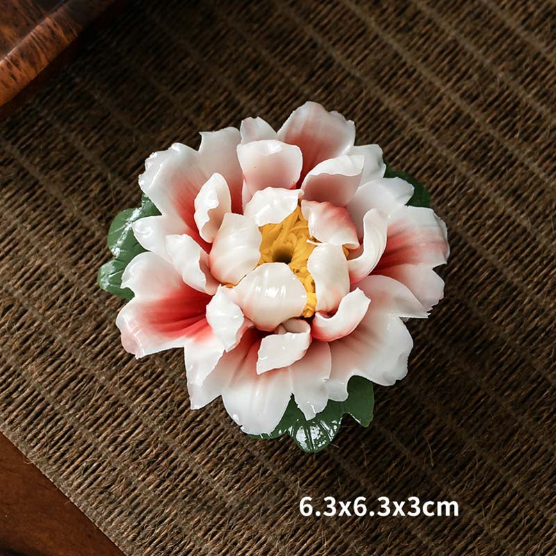 Buddha Stones Tibetan Lotus Blessing Ceramic Stick Incense Burner Decoration