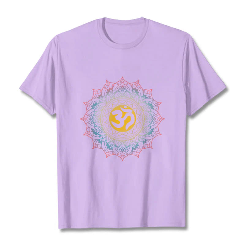 Buddha Stones Color Gradient Mandala OM Pattern Tee T-shirt
