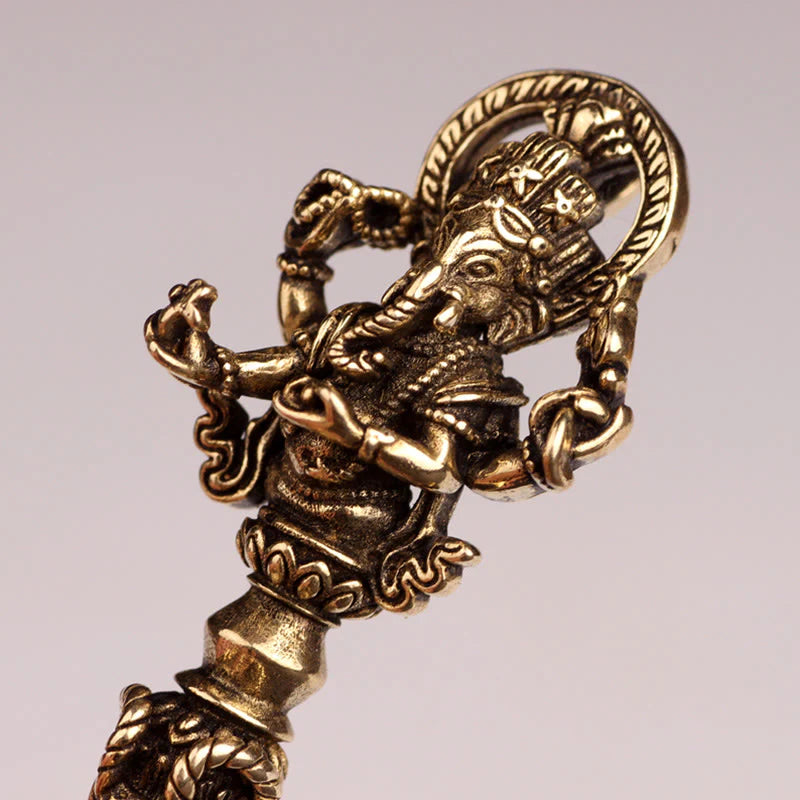 Buddha Stones Tibetan Ganesh Ganpati Elephant God of Wealth Dorje Vajra Spiritual Power Necklace Pendant