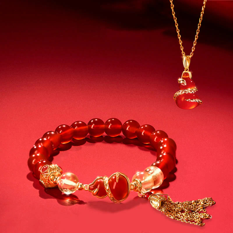 Buddha Stones Red Agate Year Of The Snake Gourd Luck Bracelet Necklace Pendant (Extra 30% Off | USE CODE: FS30)