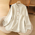 Buddha Stones Casual Frog-button Women's Long Sleeve Cotton Polyester Shirt With Pockets