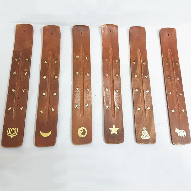 Buddha Stones Handmade Wood Incense Burner Decoration (Random Type)