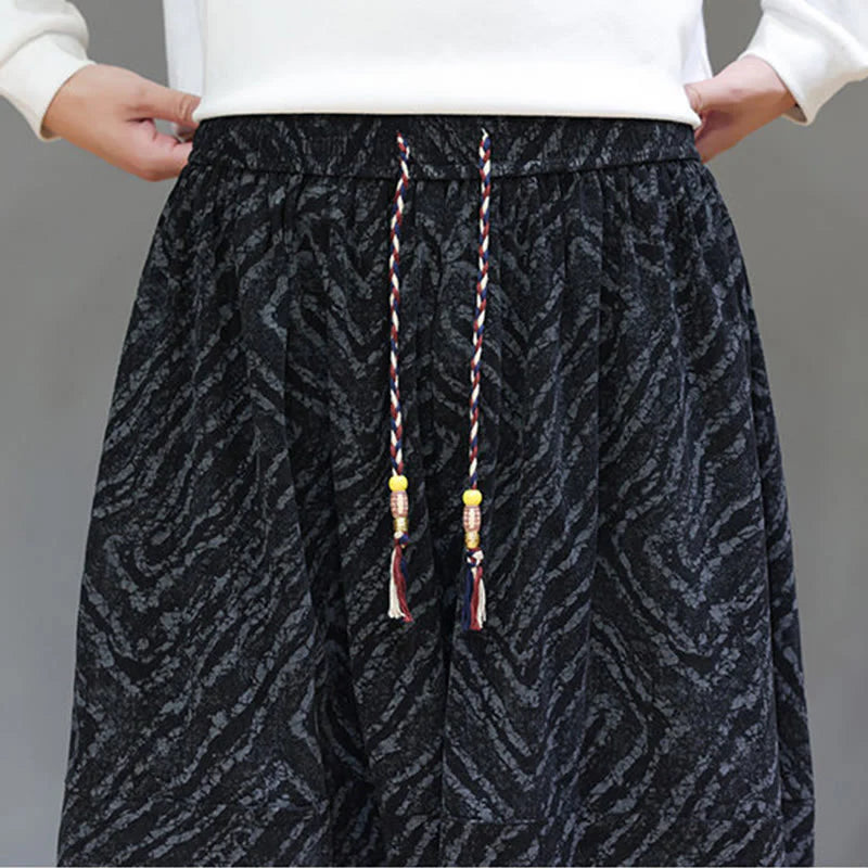 Buddha Stones Fall Texture Drawstring Design Corduroy Cotton Linen Men's Harem Pants With Pockets