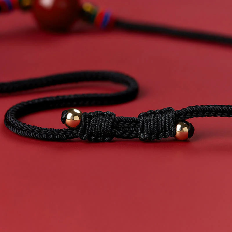 Buddha Stones Cinnabar Bead Blessing String Necklace Pendant