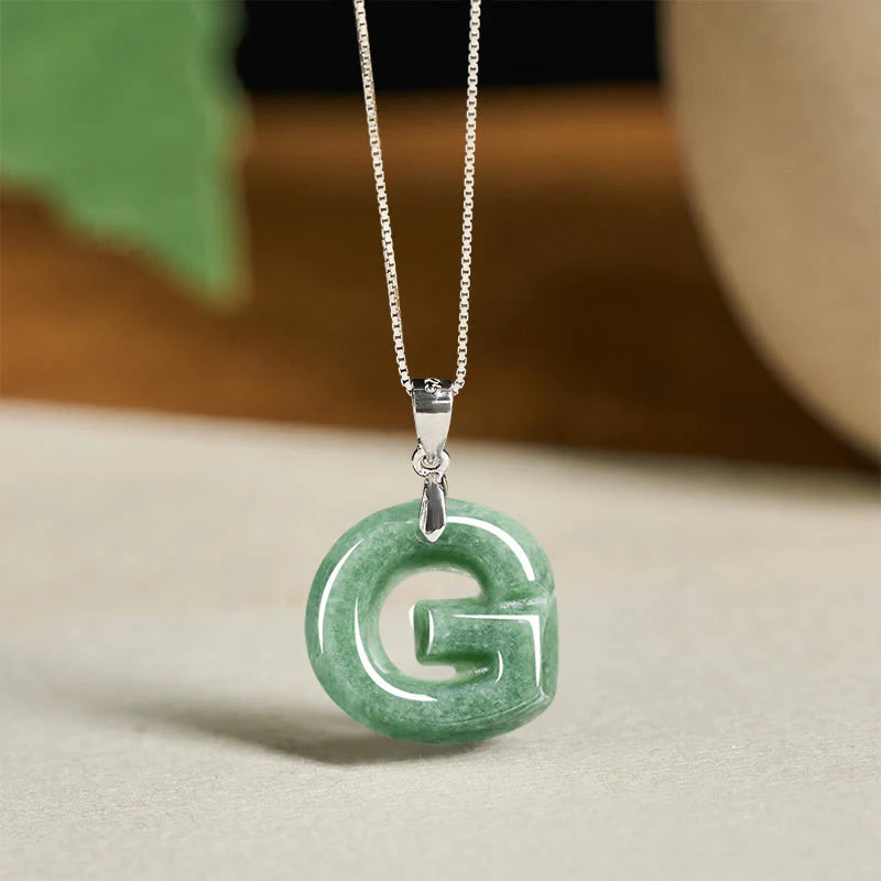 Buddha Stones May You Find Your Own Meaning Natural A-Z Letter Jade 925 Sterling Silver Chain Necklace Includes Gift Message Card