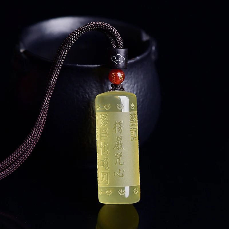 Buddha Stones Heart Sutra Citrine Happiness Strength Necklace Pendant