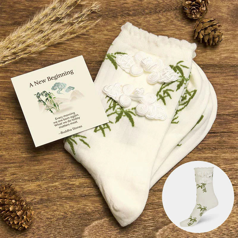 Buddha Stones A New Beginning Bamboo Micro Crew Women's Socks Includes Gift Message Card