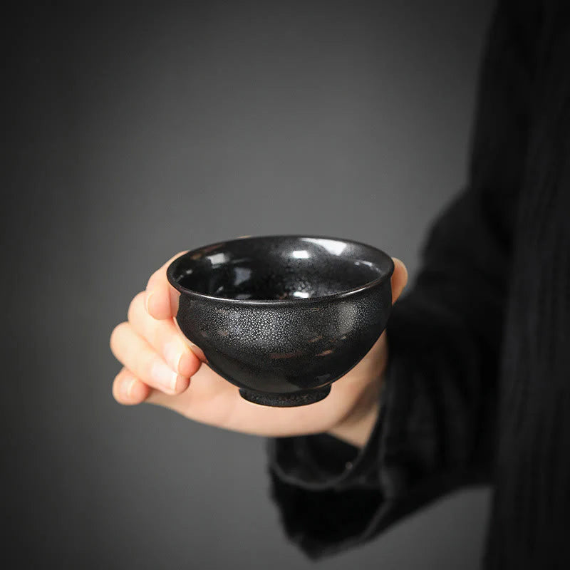 Buddha Stones Gold Leaf Chinese Jianzhan Dragon Phoenix Lotus Avalokitesvara Koi Fish Ceramic Teacup Tenmoku Kung Fu Tea Cup Bowl