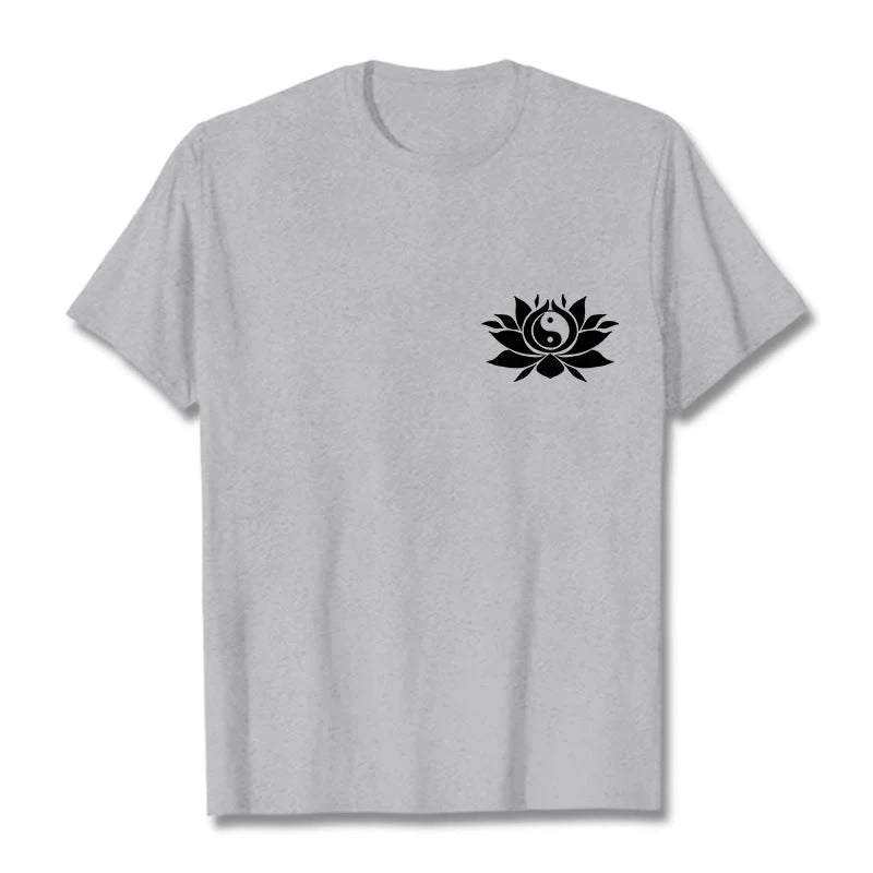 Buddha Stones Yin Yang Lotus Flower Design Tee T-shirt